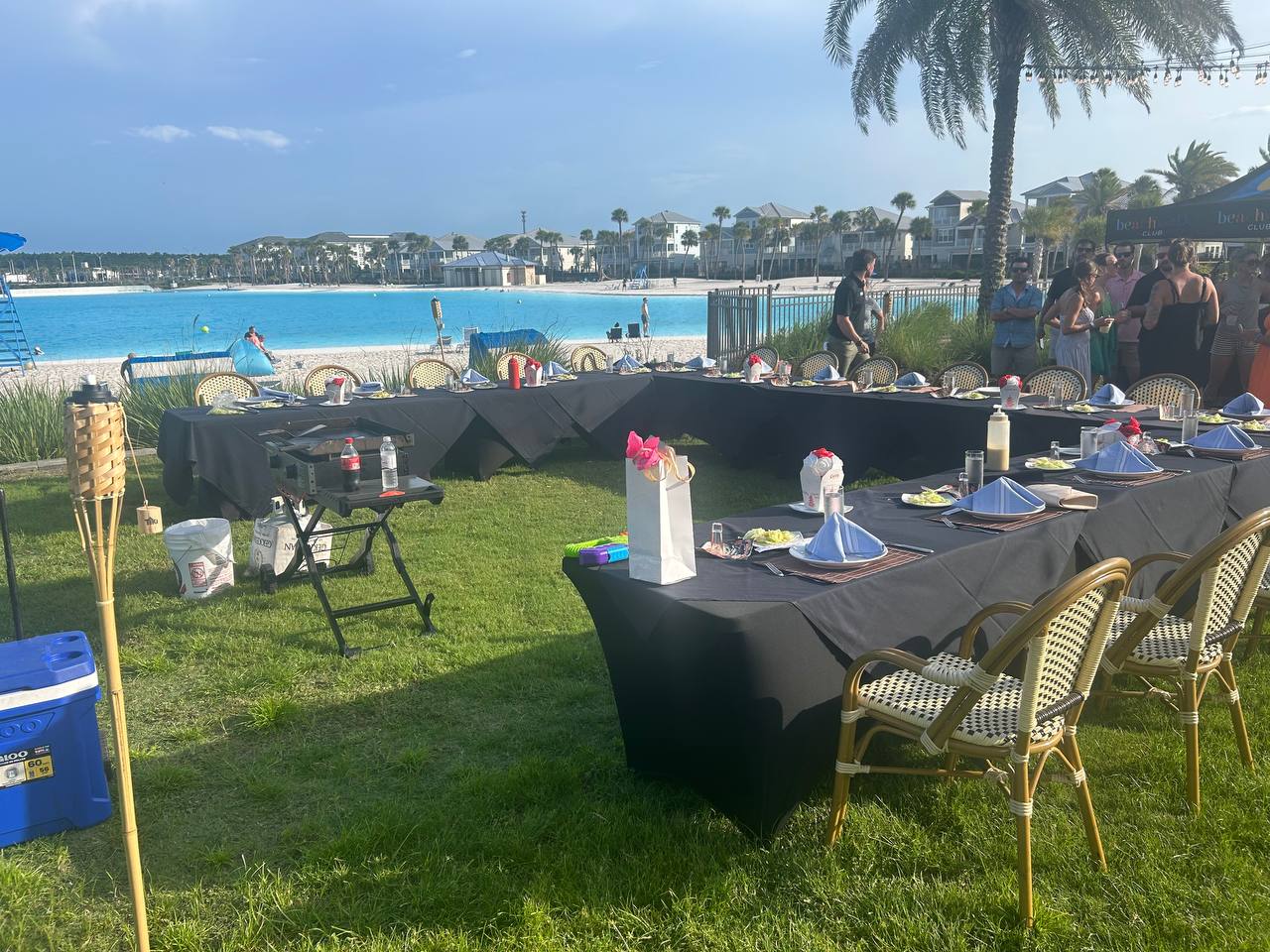 Private hibachi chef setup at Miami beach house event